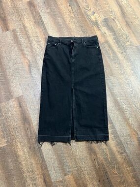 GAP Black Midi Denim Skirt with Front Slit